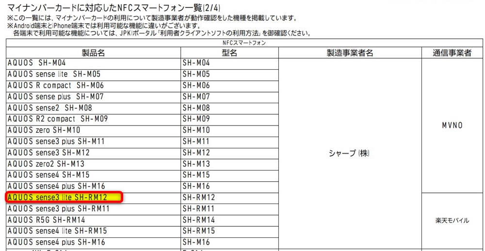 マイナンバーカード読み取り機能があるかを確認