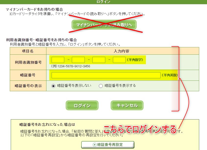 e-Tax(WEB版)のログイン画面